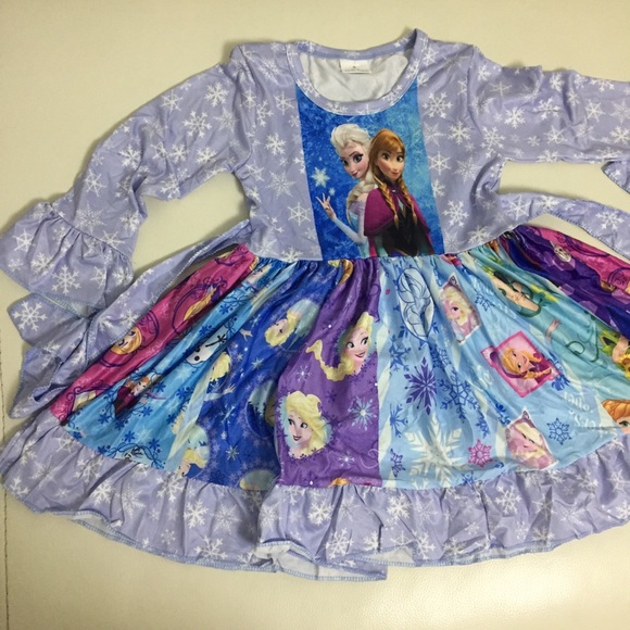 Frozen Elsa Anna long sleeve twirl dress - Picture 4 of 7